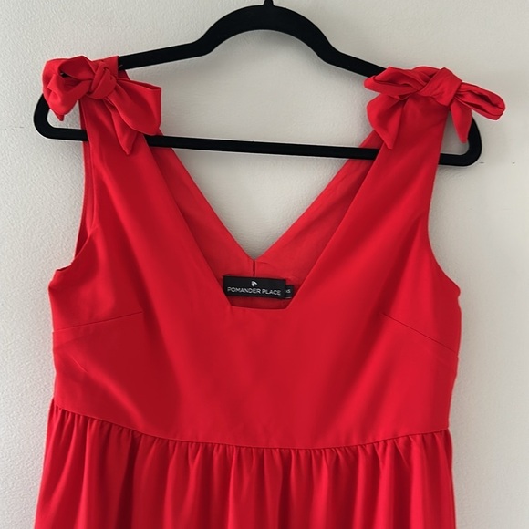 Tuckernuck Pomander Place Red Babydoll Dress with Bows Size XS Preppy Resortwear - Picture 4 of 8